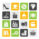 Silhouette Shopping and mall icons - vector icon set