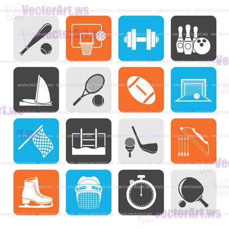 Silhouette Sport objects icons - vector icon set