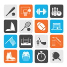 Silhouette Sport objects icons - vector icon set