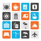 Silhouette Traveling and vacation icons - vector icon set