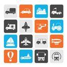 Silhouette Different kind of transportation icons - vector icon set