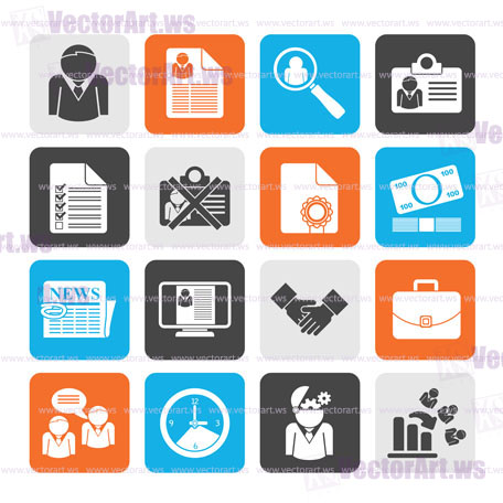 Silhouette Employment and jobs icons - vector icon set