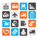 Silhouette Cargo, shipping and delivery icons - vector icon set