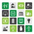 Silhouette electricity, power and energy icons - vector icon set