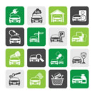 Silhouette Car and road services icons - vector icon set