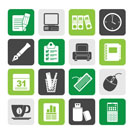 Silhouette Business and office equipment icons - vector icon set