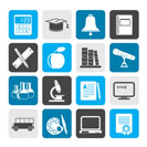 Silhouette Education and school objects icons - vector icon set