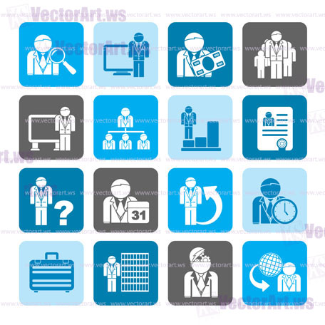 Silhouette Business, management and hierarchy icons - vector icon set