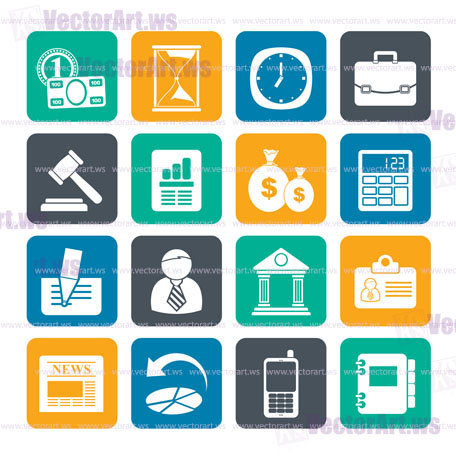 Silhouette Business, Office and Finance Icons - Vector Icon Set