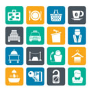 Silhouette Hotel and motel services icons - vector icon set