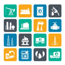 Silhouette Petrol and oil industry icons - vector icon set