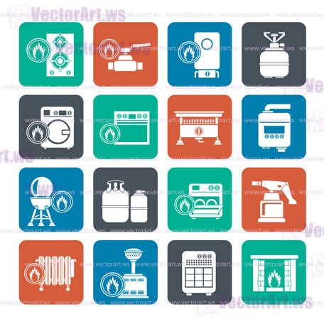 Silhouette Household Gas Appliances icons - vector icon set