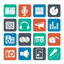 Silhouette Music and audio equipment icons - vector icon set