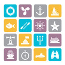Silhouette Marine and sea icons - vector icon set