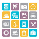 Silhouette Tourism and Travel Icons - vector icon set