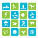Silhouette Warning Signs for dangers in sea, ocean, beach and rivers - vector icon set 2