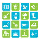 Silhouette Gardening tools and objects icons - vector icon set