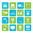 Silhouette household appliances and electronics icons - vector, icon set