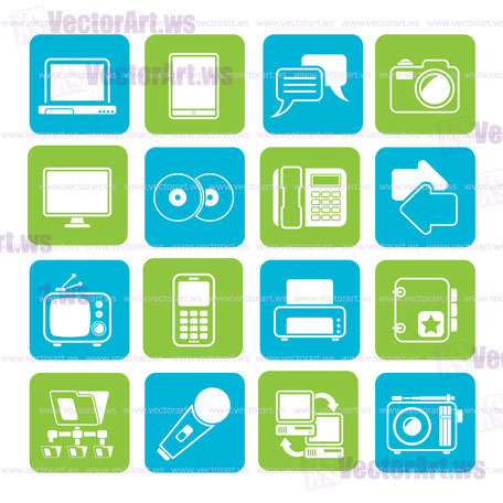 Silhouette Communication and connection technology icons - vector icon set