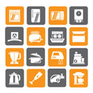 Silhouette kitchen appliances  and equipment icons - vector icon set