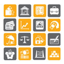 Silhouette Business, finance and bank icons - vector icon set