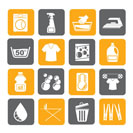 Silhouette Washing machine and laundry icons - vector icon set