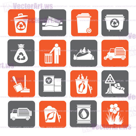 Silhouette Garbage and rubbish icons - vector icon set