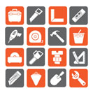 Silhouette Construction objects and tools icons- vector icon set