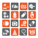 Silhouette Car parts and services icons - vector icon set 3