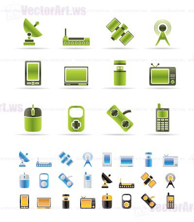 technology and Communications icons - vector icon set - 3 colors included