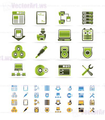 Server Side Computer icons - Vector Icon Set  - 3 colors included