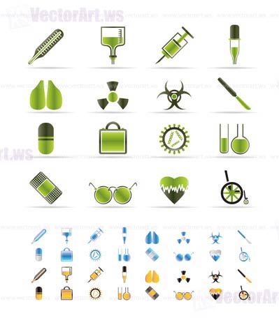 collection of  medical themed icons and warning-signs vector icon set  - 3 colors included