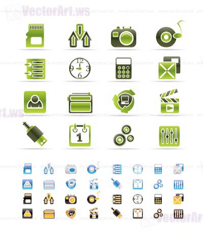phone  performance, internet and office icons - vector icon set