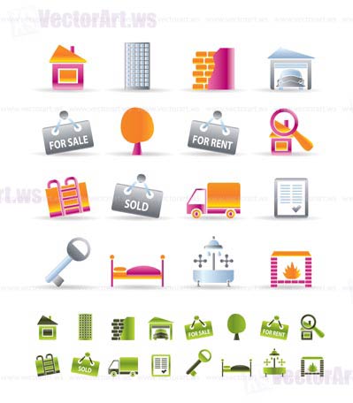 Realistic Real Estate icons - Vector Icon Set
