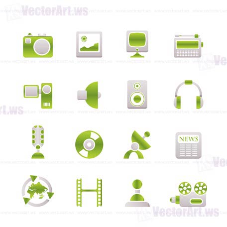 Media and household  equipment icons - vector icon set