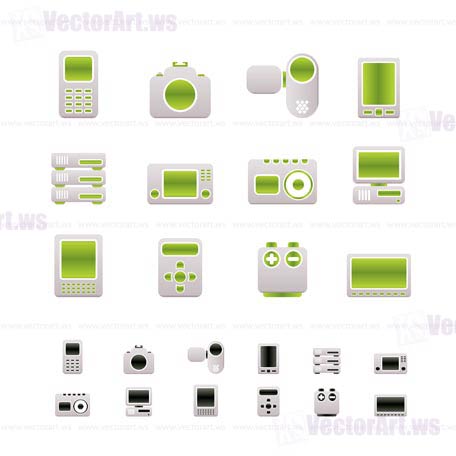 technical, media and electronics icons - vector icon set