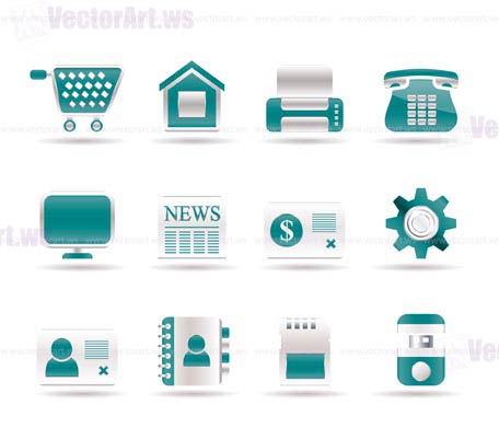 Business, office and website icons - vector icon set