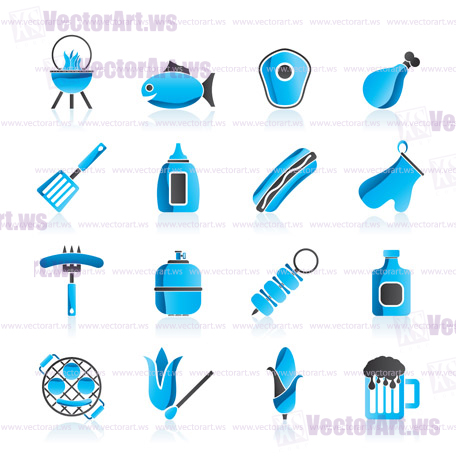Grilling and barbecue icons - vector icon set