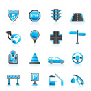 Traffic, road and travel icons - vector icon set