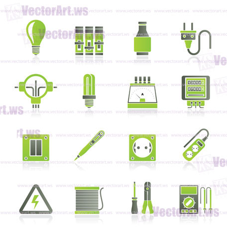 Electrical devices and equipment icons - vector icon set