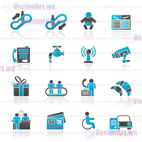 Airport, travel and transportation icons -  vector icon set 3