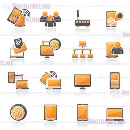 Communication and technology equipment icons - vector icon set
