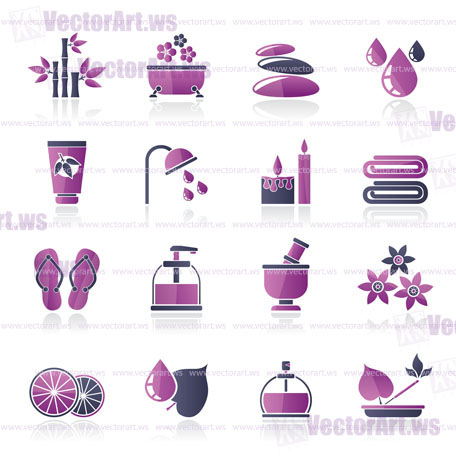 Spa and relax objects icons - vector icon set