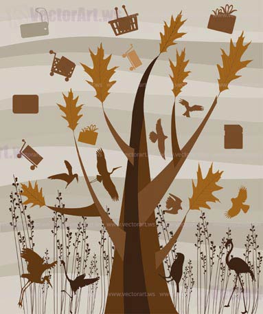 nature and shopping background - vector illustration
