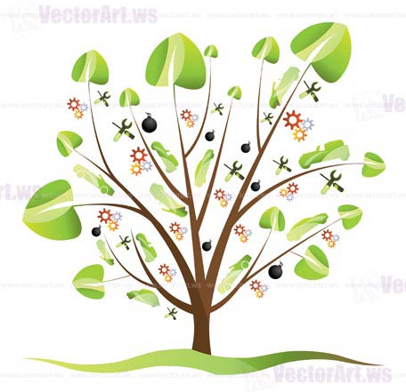 Car Tree with leafs - vector illustration