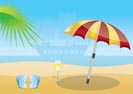 summer, beach and sea  background - vector illustration