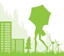 ecological city landscape background - vector illustration