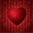 red hearts Valentines Day Background with stars - vector illustration