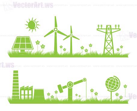 abstract ecology, industry and nature background - vector illustration