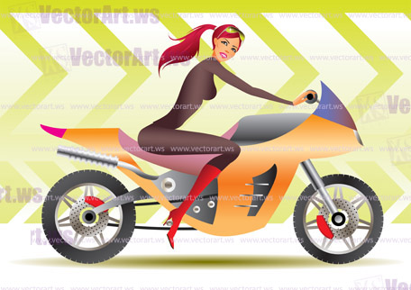 Beautiful biker girl  - vector illustration